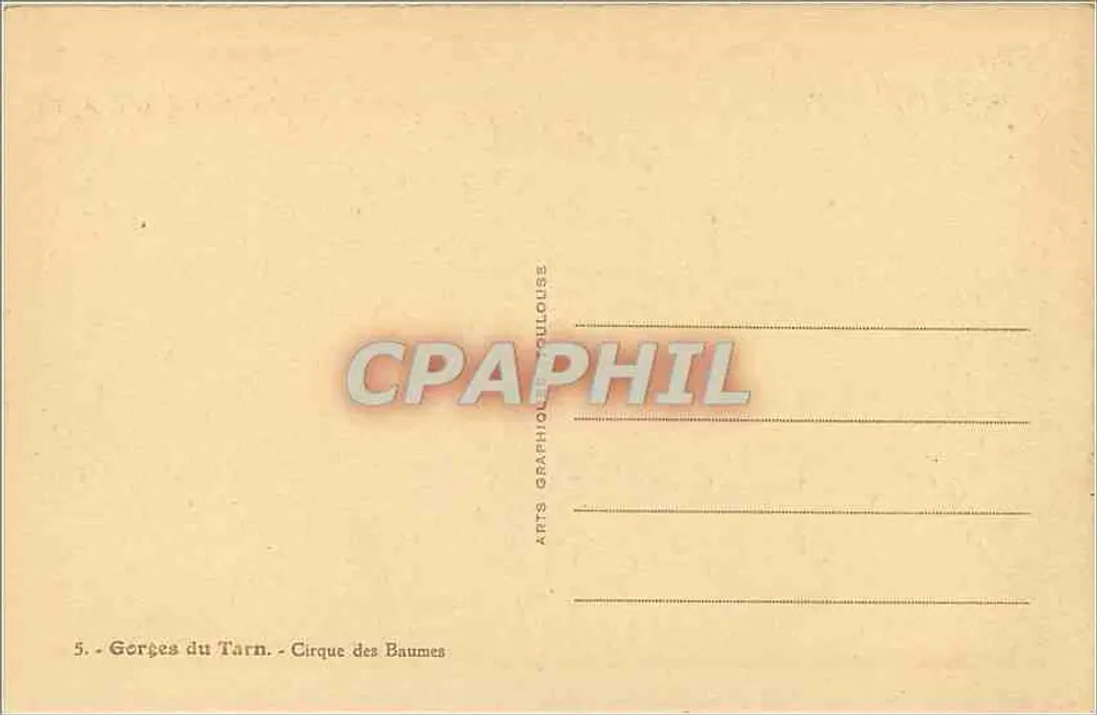 Gorges do Tarn - Cirque das Baumes — Arts Graphiques Oulouse, n°5 - Verso