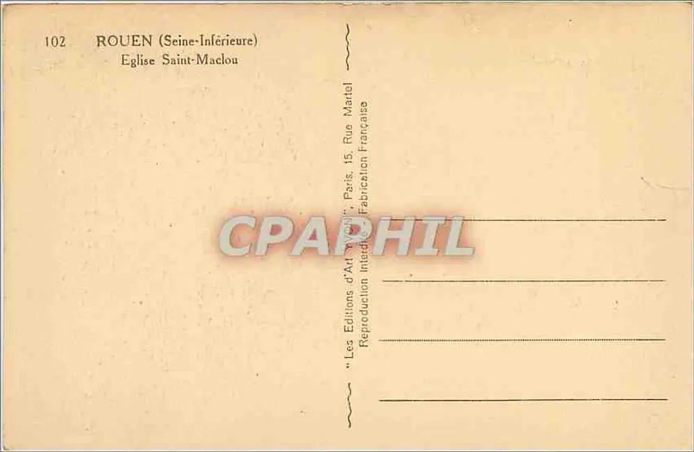 Église Saint-Maclou — Rouen (Seine-Inférieure) — Les Éditions d'Art Nouveau, Paris - Verso