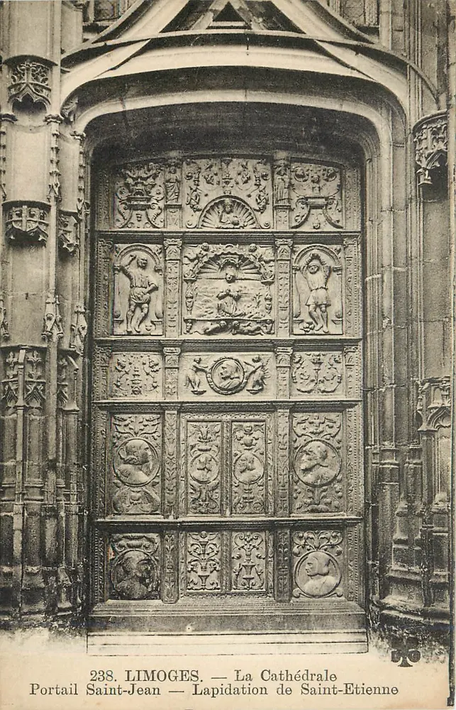 Limoges — Kathedrale Saint-Étienne — Portal Saint-Jean — Steineigung des Heiligen Étienne - Vorderseite