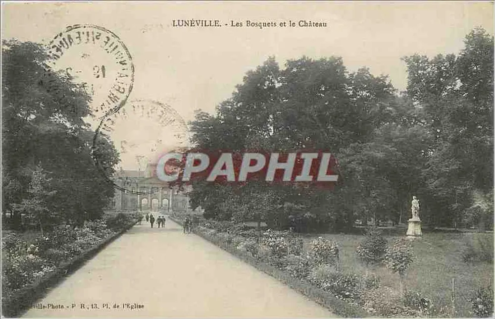 Lunéville - Les Bosquets et le Château — Photo P. R. 13, Pl. de l'Église - Recto