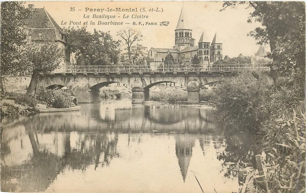 Paray-le-Monial (S.-et-L.) — A Basílica, O Ponte e a Bourbince — B.F., PARIS - Frente