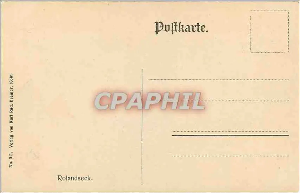 Rolandseck — vista panorámica sobre el Rin y las montañas — editor Karl Rud. Bremer, Köln, n°311 - Reverso