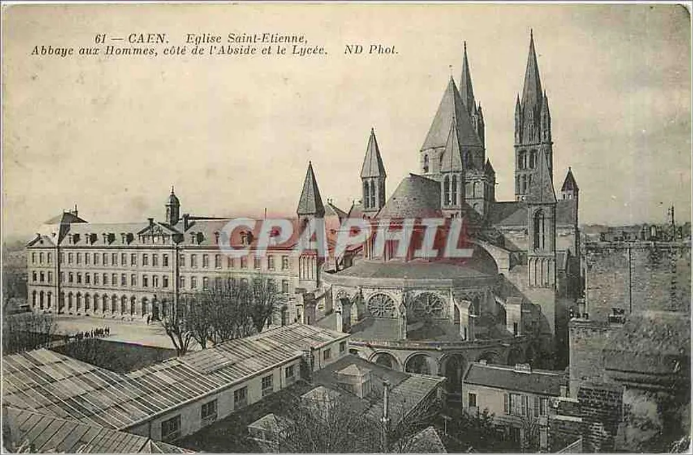 Caen — Kirche Saint-Étienne, Abtei der Männer, Seiten des Aisles und das Lycée — ND Phot. - Vorderseite