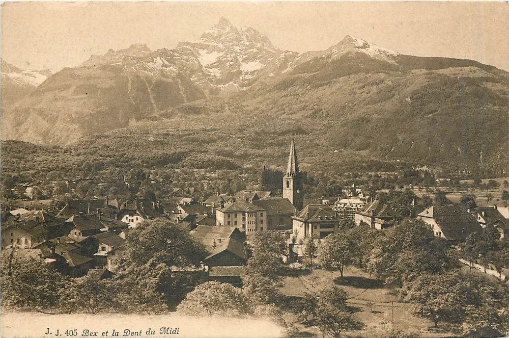 Bex e a Dent du Midi — J. J. 405 — Jullien frères, Fot. Editeurs, Genebra - Frente
