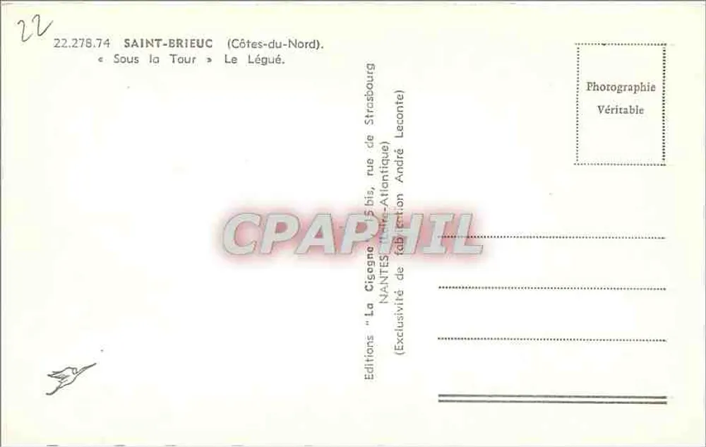 Le Légué — Saint-Brieuc (Côtes-du-Nord) — Éditions La Cigogne - Rückseite