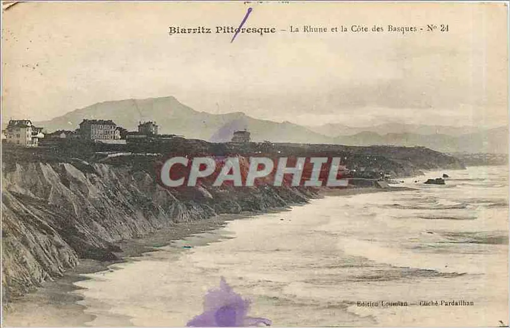Biarritz Pittoresque — La Rhune et la Côte des Basques — No 24 — Édition Loumian — Cliché Pardailhan - Recto