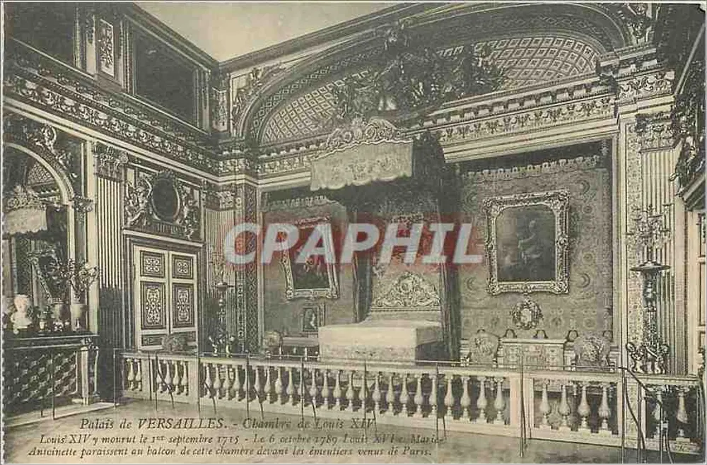 Palais de VERSAILLES - Chambre de Louis XIV — Mina Moreau, édit. Versailles - Recto