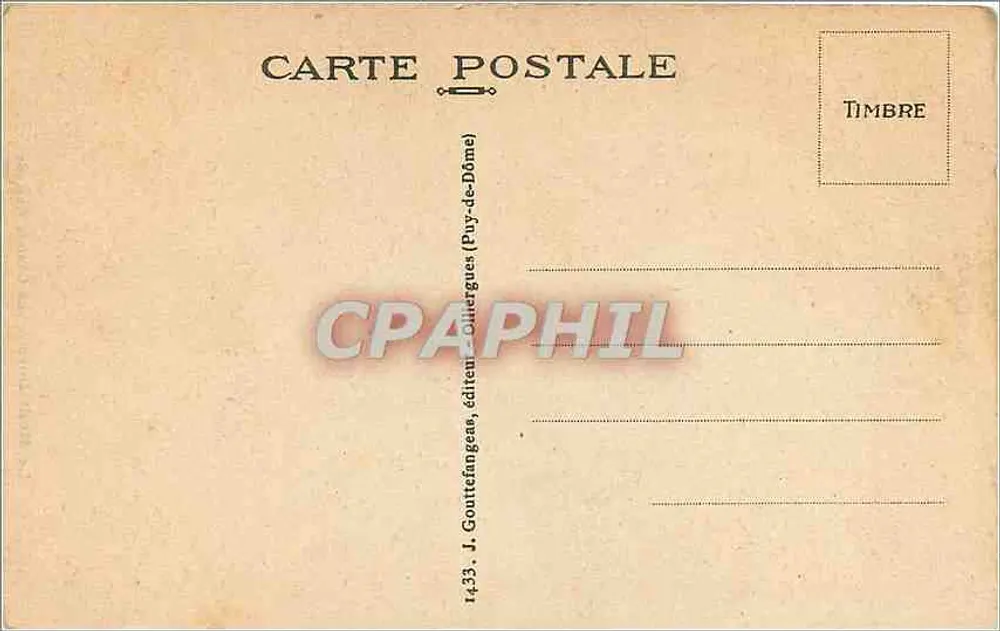 O Mont-Dore - A Grande Cascata — A Auvergne — Editor J. Gouttefangeas - Verso