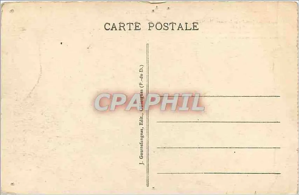 Le Lac Pavin — vue du lac avec voile et bateau, éditeur J. Gouttefanges, n° 167 - Verso
