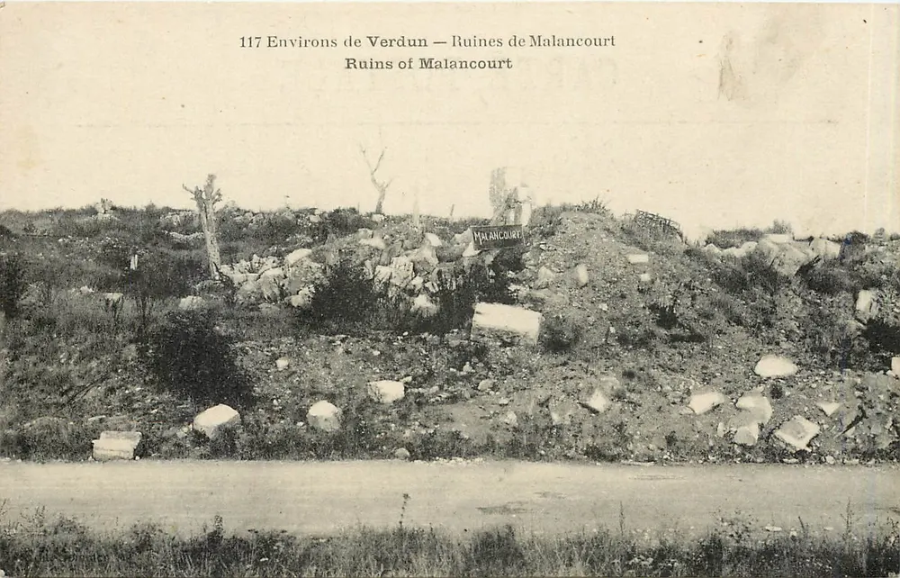 Ruínas de Malancourt — Arredores de Verdun — Editor não identificado, n° de série 117 - Frente