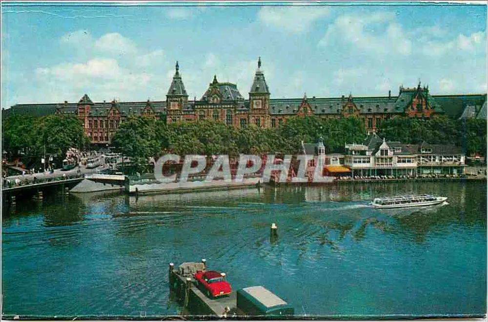 Amsterdam - Centraal Station — vue du canal et du bâtiment — éditeur Rembrandt, n° 101 - Recto