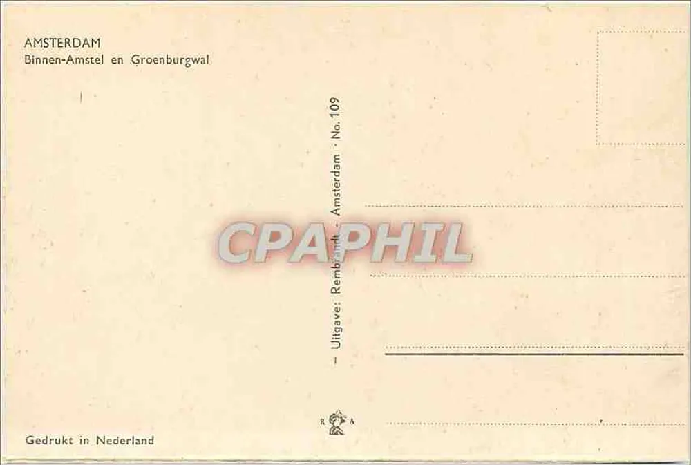 Amsterdam — Binnen-Amstel und Groenburgerwal — Nr. 109 - Rückseite
