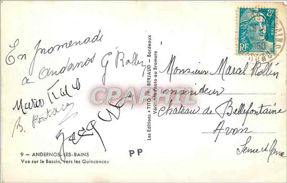 Andernos-les-Bains — Blick auf den Bassin, Richtung Quinconces — Les Éditions TITO — Bordeaux - Rückseite