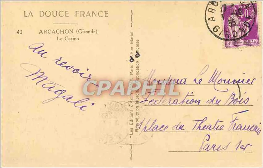 O Casino de Arcachon — Arcachon (Girondes) — Yvon, n°7 - Verso