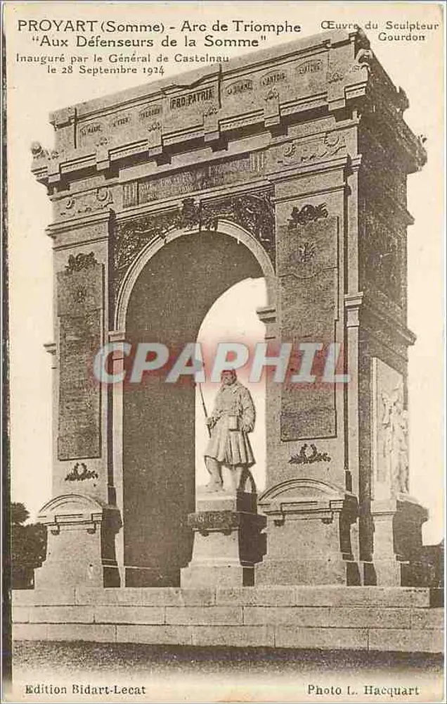 Proyart (Somme) - Triumphbogen 'Den Verteidigern der Somme' — Werk des Bildhauers Gourdon, eingeweiht am 28. September 1914 - Vorderseite