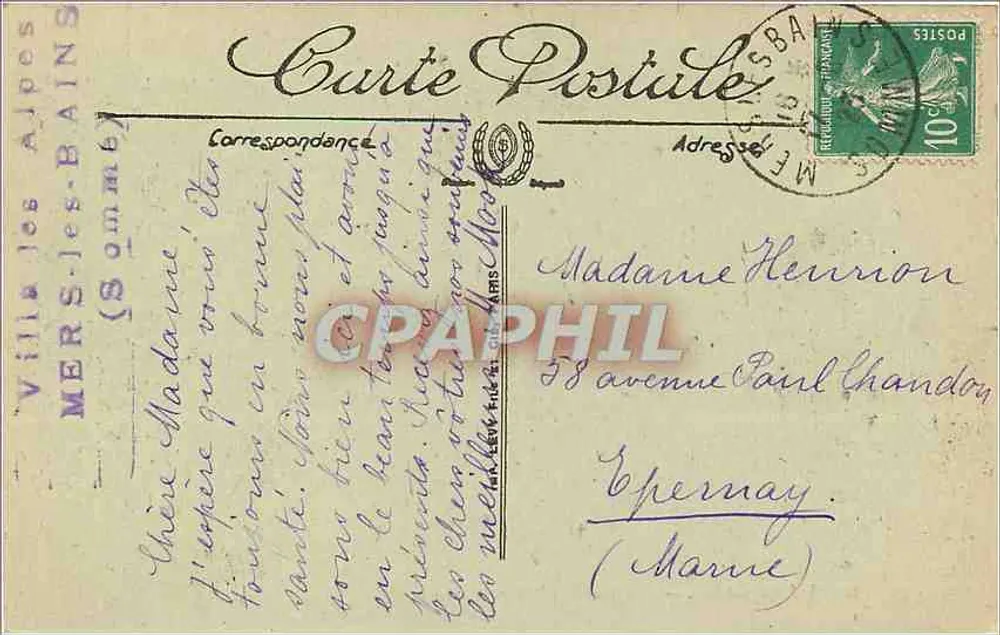 Mers-les-Bains — Vue générale de Mers prise des Jetées — LL. - Verso