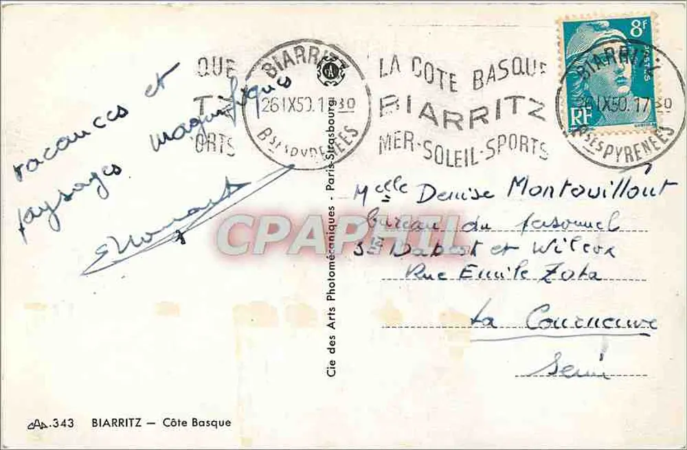 Biarritz — Costa Basca — Cie des Arts Photométriques - Verso