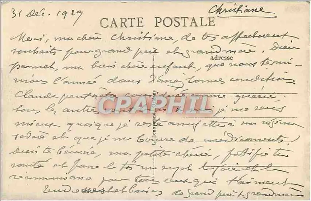 Orléans — Vista Geral — Christiane - Verso