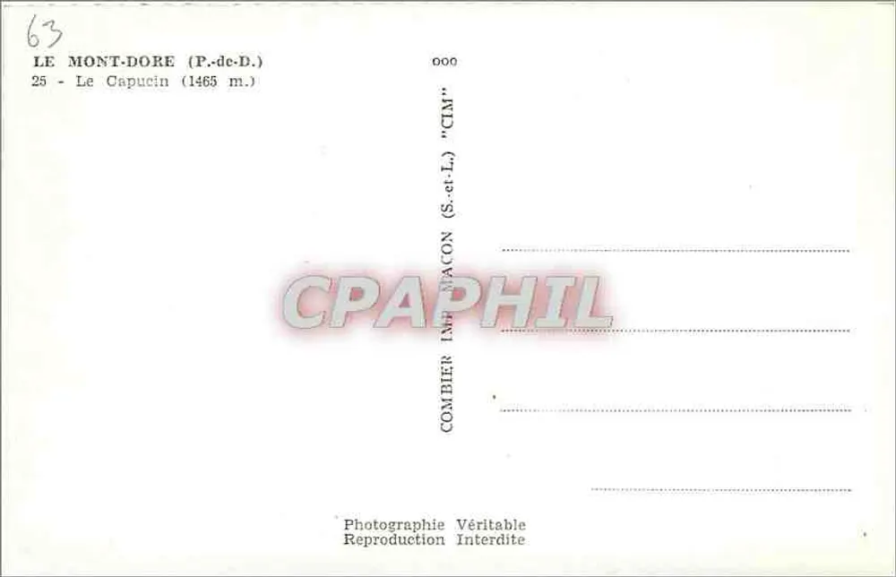 O Capucino — Mont-Dore (P.-de-D.) — CIM - Verso