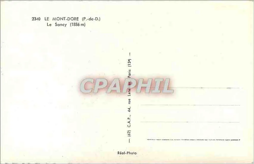 The Sancy — Mont Dore (P.de.D.) — C.A.P. Paris - Back