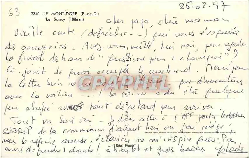 Le Mont-Dore — vista do teleférico — editor Cap - Verso