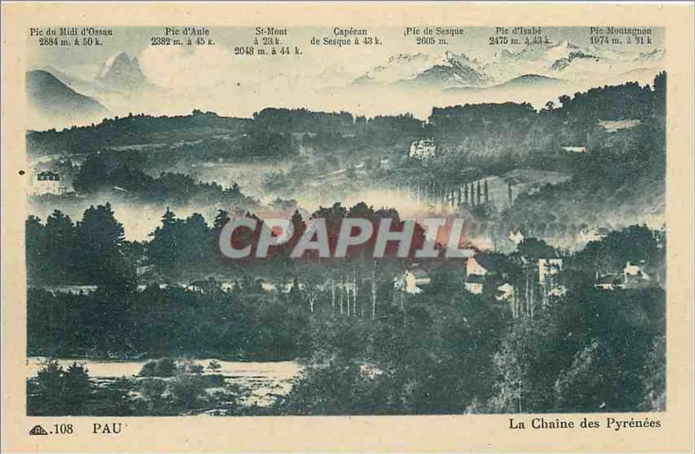 Cadeia dos Pirineus — Vista panorâmica dos picos — Editor: Cie des Arts Photo-Mécaniques, Paris - Frente
