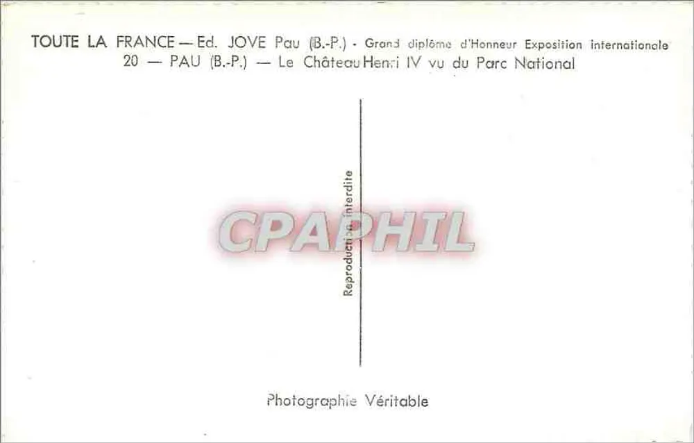 Schloss Henri IV — Pau — Verlag JOVE Pau (B.-P.) - Rückseite