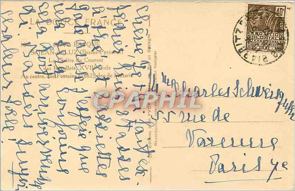 La Douce France — Si Jean de Luz (Basses-Pyrénées) — Editor VON 7 - Verso