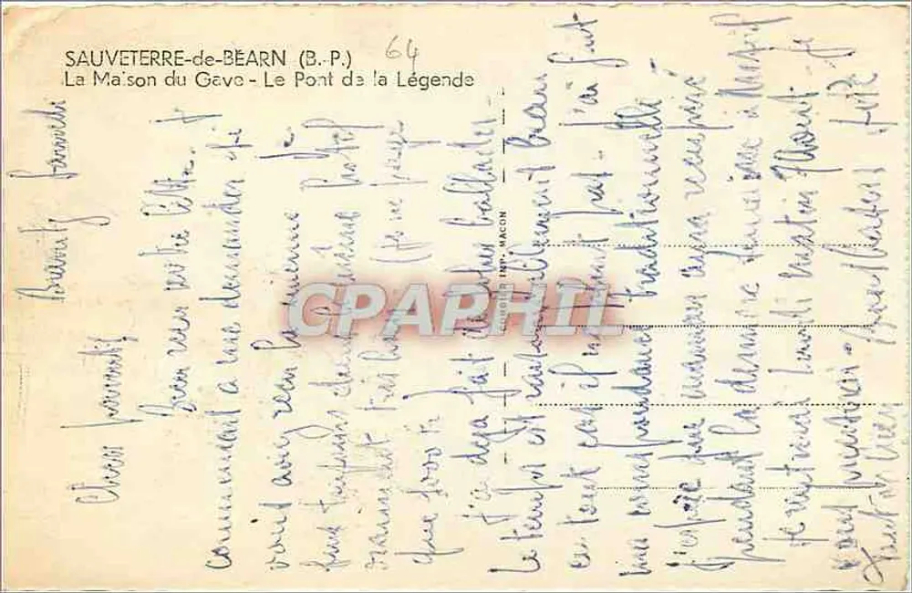 Sauveterre-de-Béarn — Der Brücke der Legende — Das Haus Geve — Verlag: Imprimerie de Béarn - Rückseite