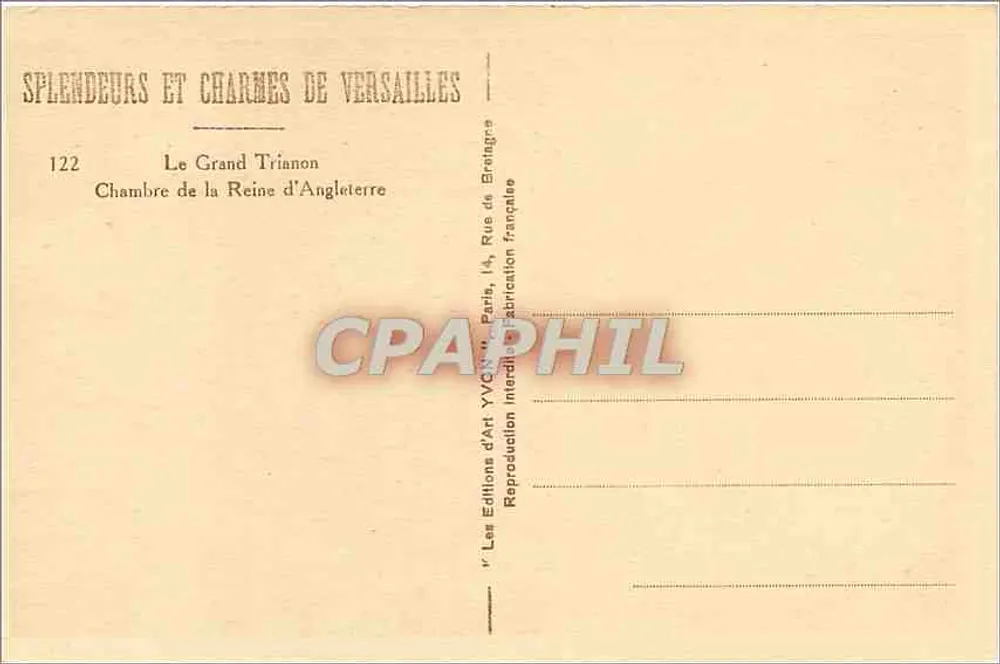 Le Grand Trianon — Chambre de la Reine d'Angleterre — Yvon - Verso