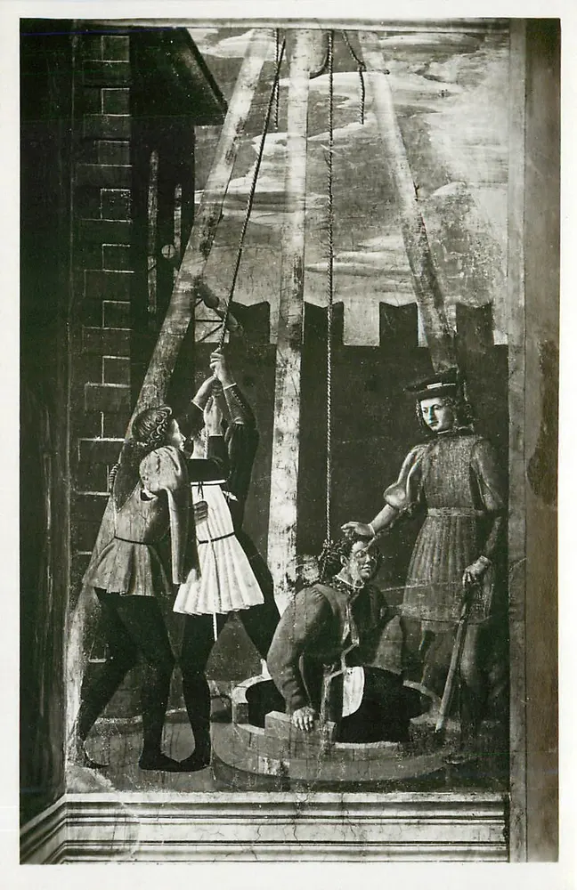 Arezzo - Kościół S. Francesco (Koro) — Judasz Żyd z wyjęcia z cisterny (Piero della Francesca) - Awers