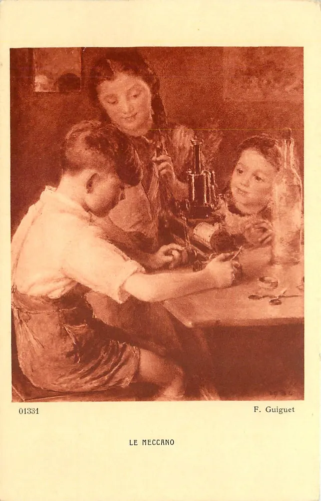 Dzieci grające w Meccano — F. Guiguet, n° 01331 - Awers