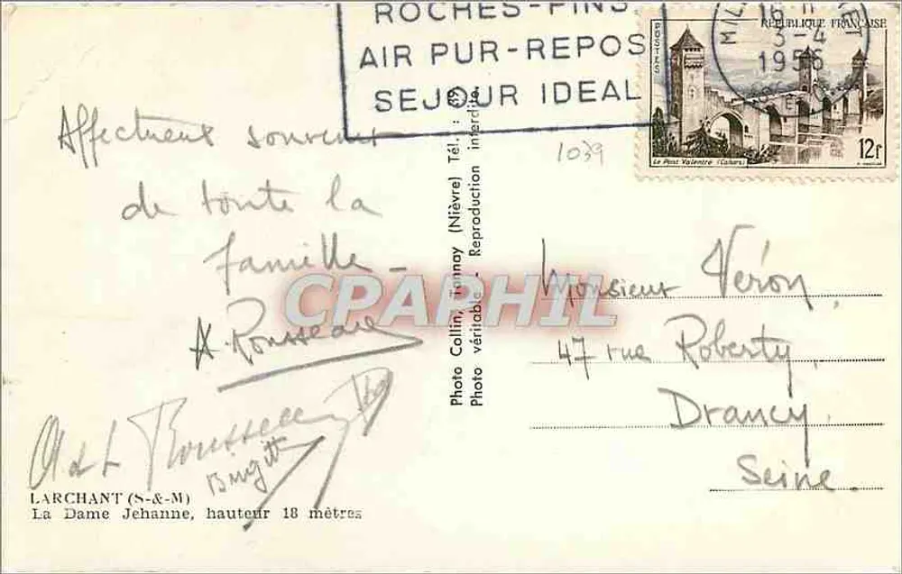 Pani Jehanna — Roches-Fins — Fotografia Collin, Nièvre, nr 1039 - Rewers