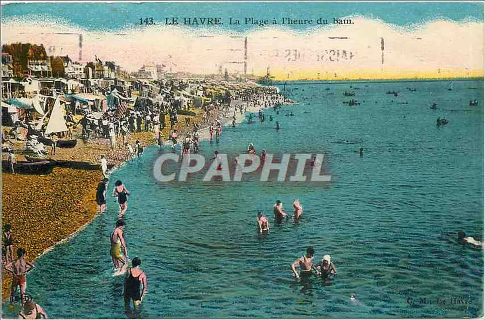 Le Havre — La Playa a la hora del baño — G. M. Le Havre, n°143 - Anverso