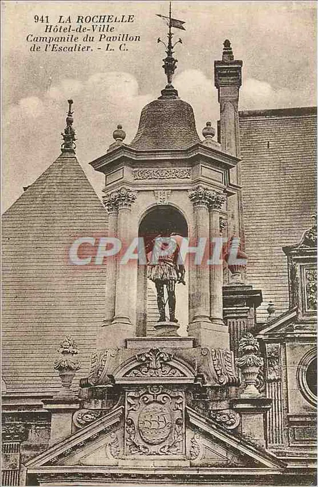 La Rochelle — Rathaus, Glockenturm des Pavillon de l'Escalier — L. C. n° 941 - Vorderseite