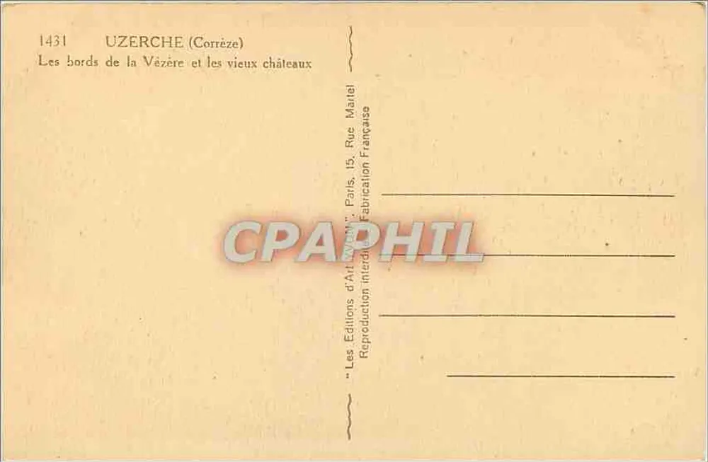 Uzerche (Corrèze) — Die Ufer der Vézère und die alten Schlösser — Les Éditions d'Art Marcel, Paris - Rückseite