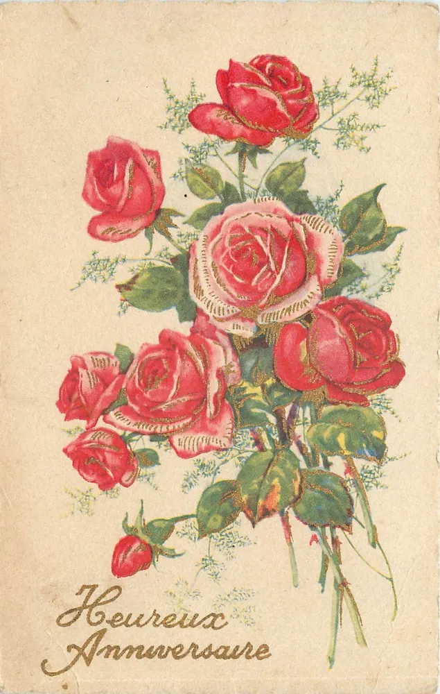 Arranjo de rosas — Aniversário — Série 600, M.D. Paris - Frente