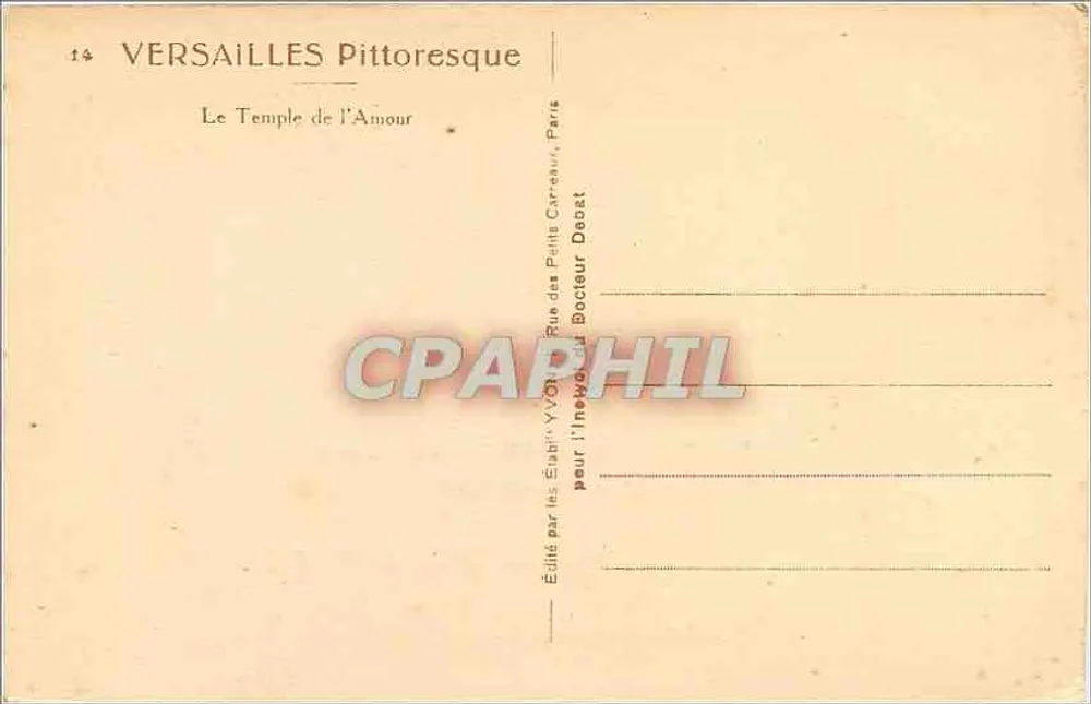 Versailles Pittoresque — O Templo do Amor — Editado pelos Editores Yvoin - Verso