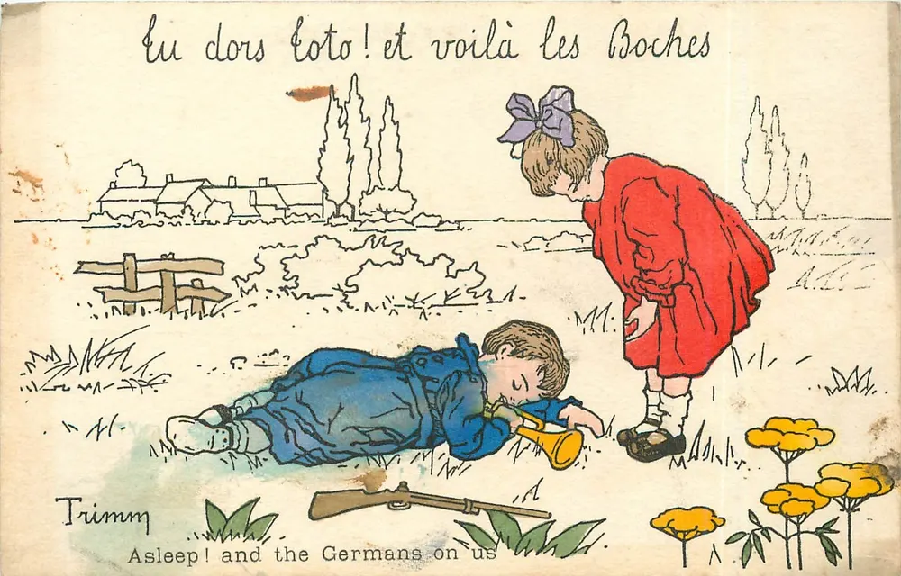 Enfants endormis — soldats allemands — Picot Imp. edit. Paris - Recto