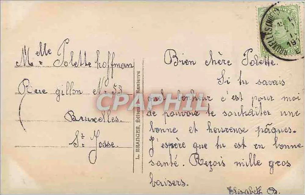 Crianças e galinha — Páscoa — L. Brangier, n° 4122 - Verso
