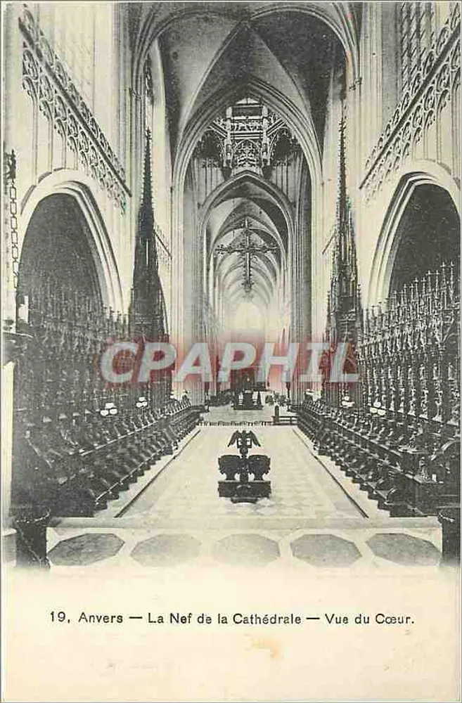 Antwerpen — Die Kirchenschiff der Kathedrale — Blick aus dem Zentrum — G. Hermans, Verlag, Antwerpen, Nr. 19 - Vorderseite