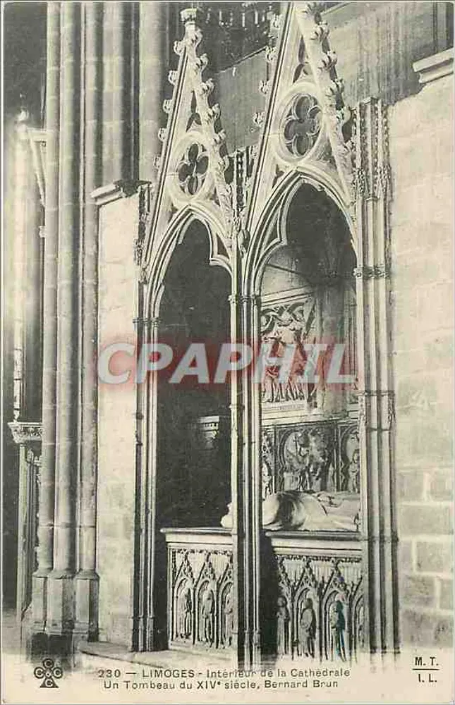 Limoges — Innenansicht der Kathedrale, ein Grab aus dem 14. Jahrhundert — Bernard Brun, n° 230 - Vorderseite