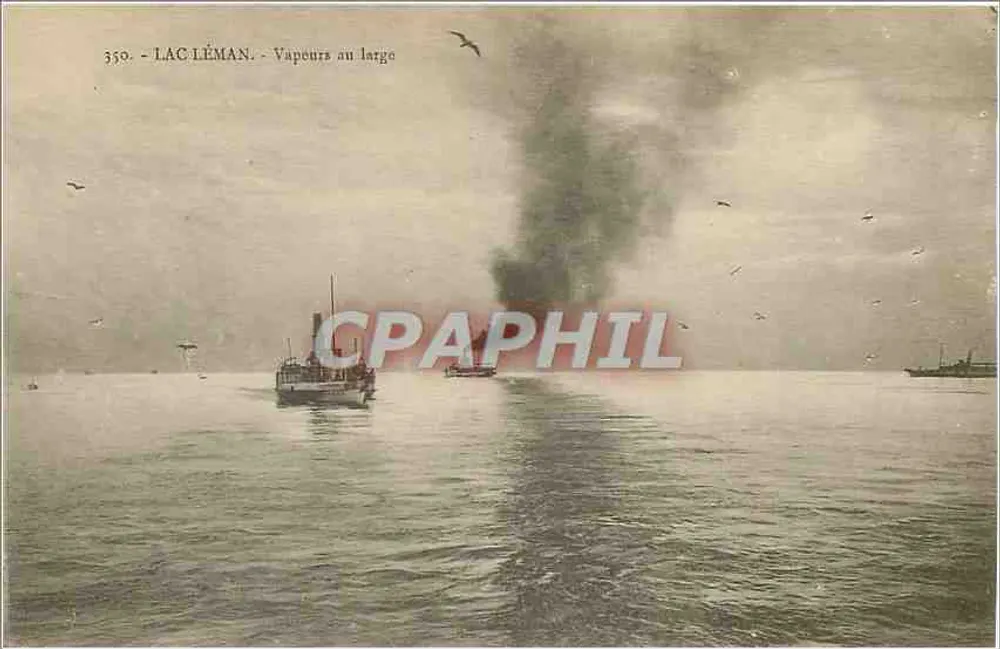 Lago Léman — Navios a vapor no horizonte — L. Fauraz, editor em Annemasse (Alta Saboia) - Verso