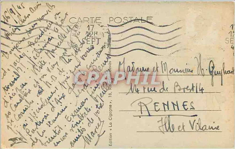 Marseille — La Canebière — Édition « La Cigogne » - Rewers