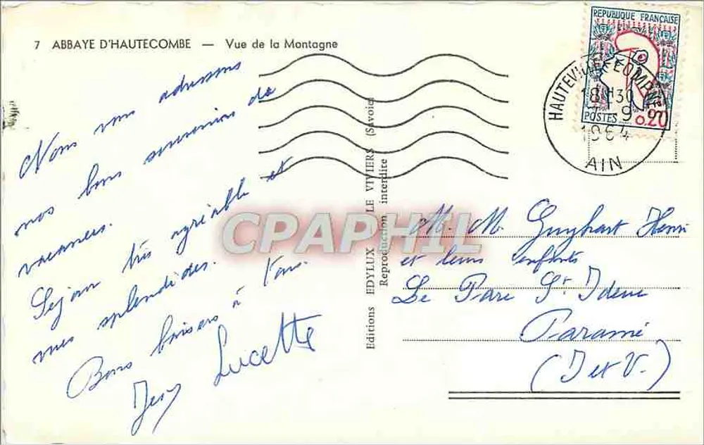 A Abadia de Hautecombe — vista da Montanha — Edições Edyliux (Savoie) - Verso