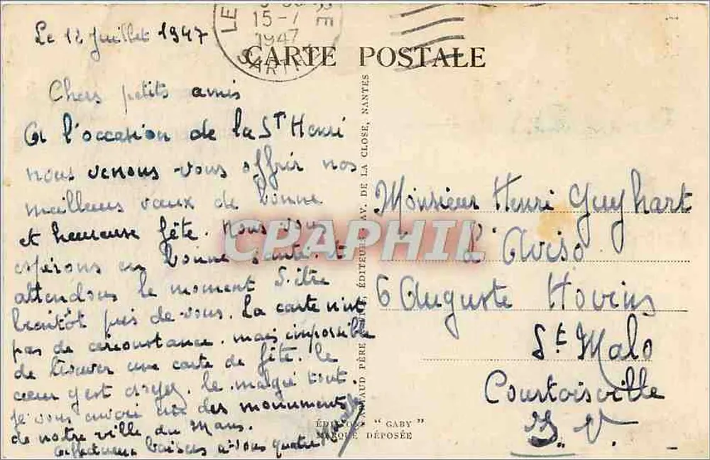 Le Mans (Sarthe) — Place des Jacobins und die Kathedrale — Gaby, n°155 - Rückseite
