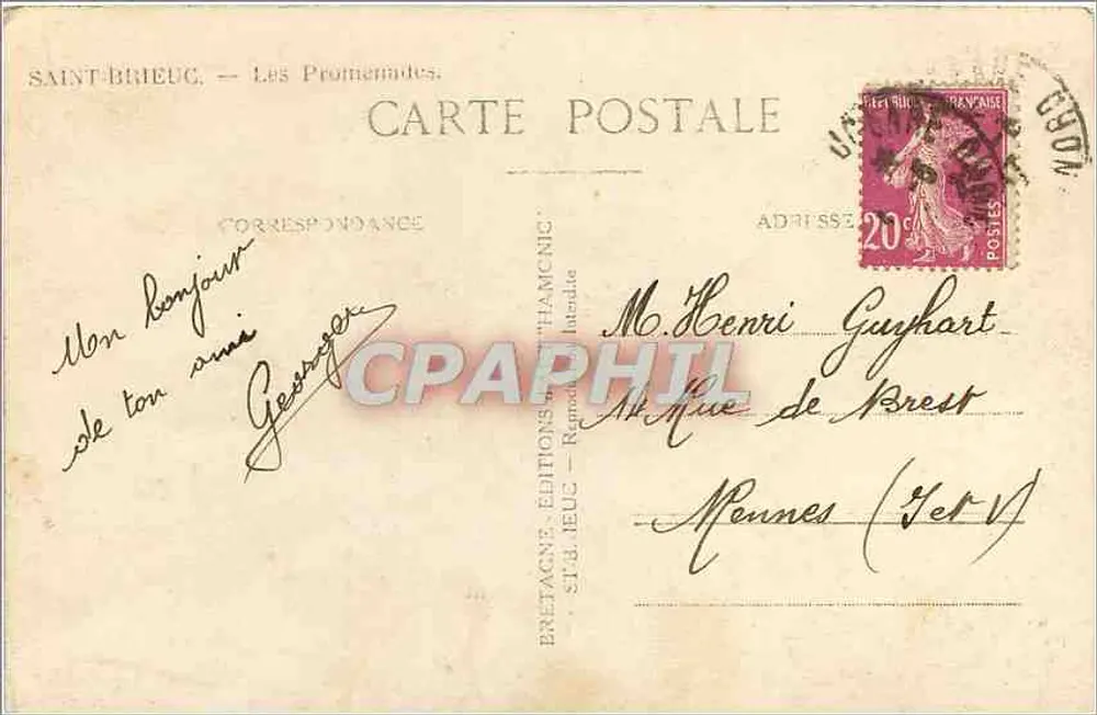Saint-Brieuc — As Promenades — Edições Bretânia Thamnic - Verso