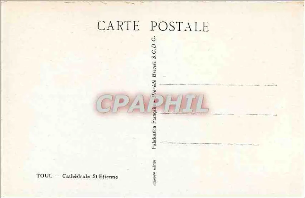 Toul — Catedral Saint-Étienne — Editor S.G.D.G. Bretele - Verso