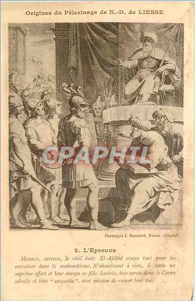 Ursprünge des Pilgerreises zur N.-D. de LIESSE — historische Szene — Phototypie J. Bieuzaimé, Reims (Deposited) - Vorderseite