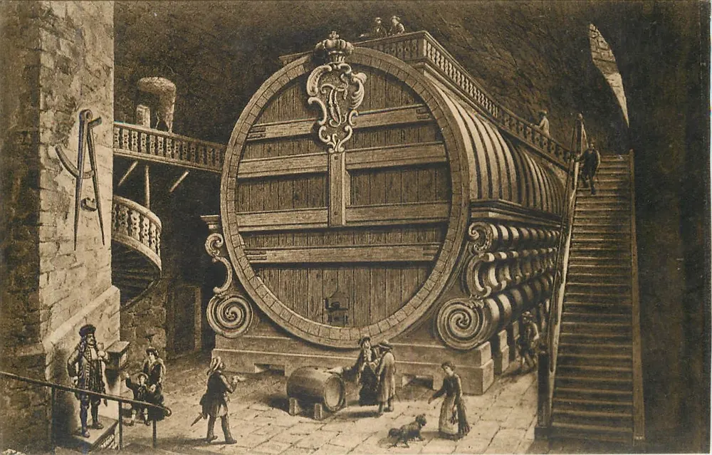 O grande barril de Heidelberg — 212 422 litros — editor König, Heidelberg, n° 2400 - Frente